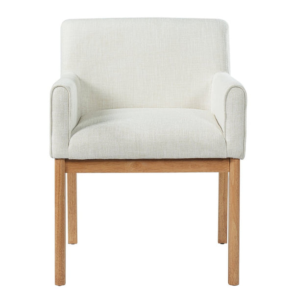English Elm Modern Upholstered Arm Dining Chair Set Rubberwood Legs Foam Padded High Back Beige,Natural N768P396376N