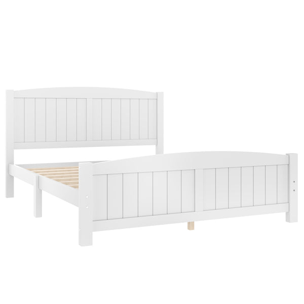 English Elm Queen Solid Wood Platform Bed Frame with Strong Support Slats, No Box Spring Needed, Modern White Finish Light White W1580P374312