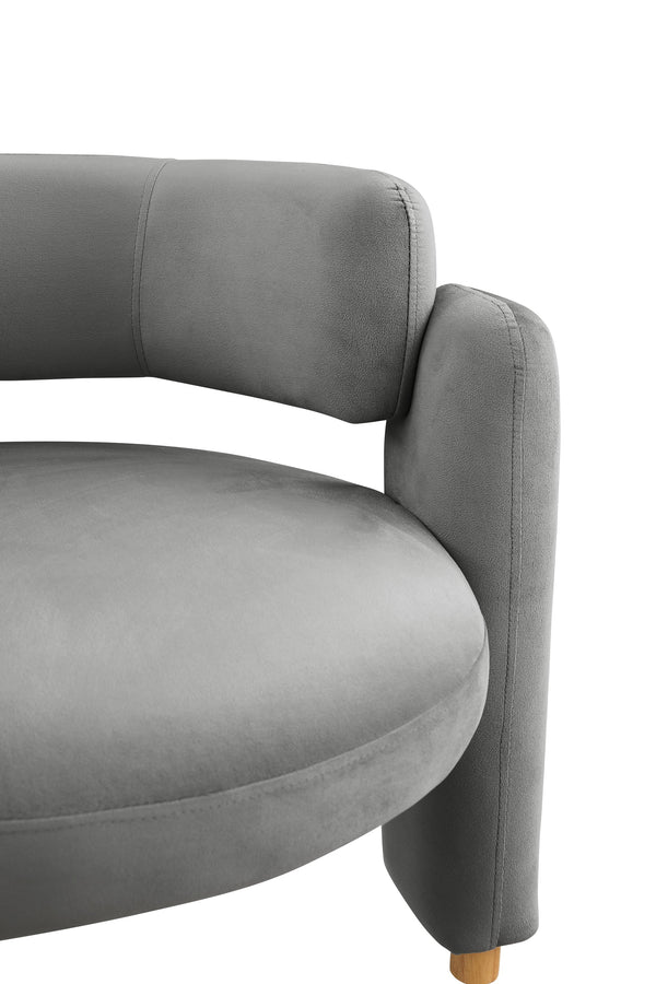 English Elm Accent Chair with Hollow Backrest for Ergonomic Support, Solid Wood Frame, Stylish Fabric Upholstery Grey W1420P194057