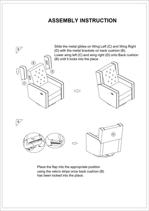 English Elm Contemporary swivel glider recliner chair with manual motion, tufted wingback cushion, cozy living seat LIGHT GREY 31 L x 29 W x 27 H B011P184989