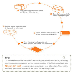 English Elm U-Shaped Cozy Teddy Fabric Sectional Sofa - No Assembly, Ergonomic Support, Anti-Slip Design, Orange W714S01451-GIGA