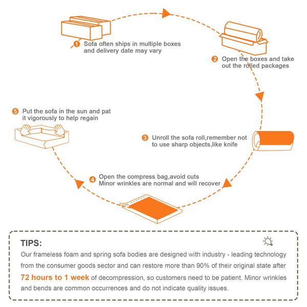 English Elm U-Shaped Cozy Teddy Fabric Sectional Sofa - No Assembly, Ergonomic Support, Anti-Slip Design, Orange W714S01451-GIGA