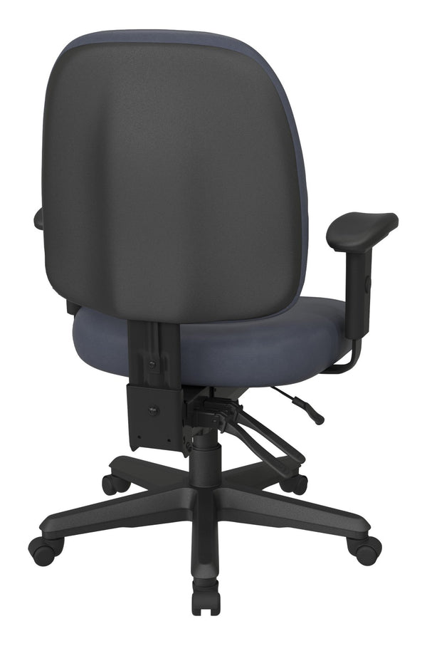 OSP Home Furnishings Ergonomics Chair Adjustable Lumbar Support Office Seat with Greenguard Certified Cushioned Back Blue 43808-R105
