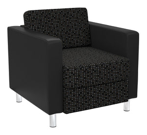 OSP Home Furnishings Pacific Club Armchair with Vinyl Upholstery and Chrome Legs for Modern Living Rooms PAC51-K101/R107