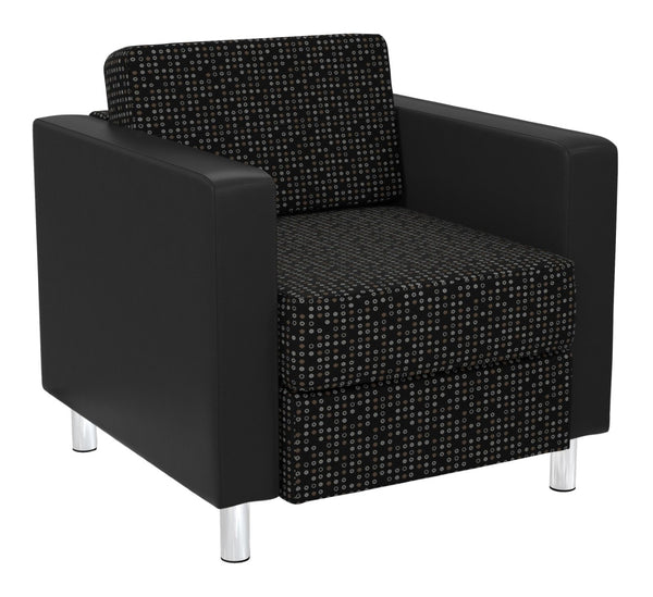 OSP Home Furnishings Pacific Club Armchair with Vinyl Upholstery and Chrome Legs for Modern Living Rooms PAC51-K101/R107
