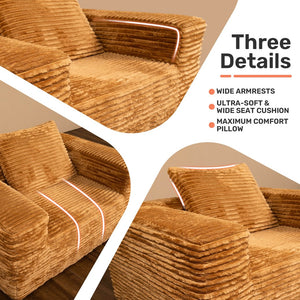 English Elm Bean Bean Bag Loveseat Sofa Couch Boneless Cloud Comfort with Tufted Corduroy, Durable Foam Support Yellow Brown W3795P358120