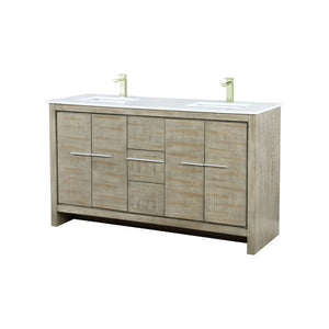 English Elm Rustic Acacia Double Bath Vanity With Cultured Marble Top & Brushed Nickel Faucet For Modern Elegance B2731P259460-GIGA