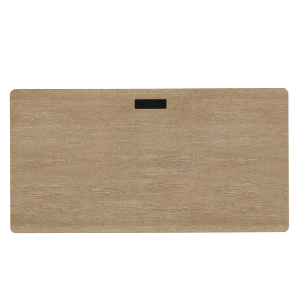 English Elm Wallace & Bay - Tan Contemporary Wood Desk in Light Brown Finish — 58" Wide Low-Maintenance Workstation for Home Office B361P384463