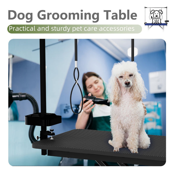 English Elm 47'' Foldable Dog Grooming Table X-lift Adjustable Height Station with Arm Noose Organizer W3587P358750