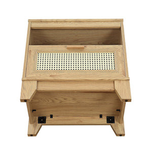 English Elm Sheridan 22" Nightstand with Cane-Style MDF Finish, Full-Extension Drawer, Solid Wood Legs Natural B365P398178