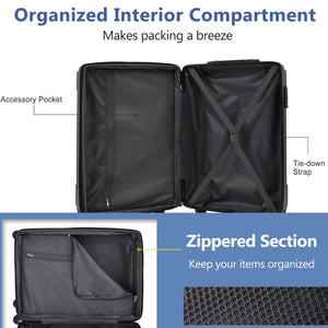 English Elm Hardshell Abs Checked Suitcase with 360 Spinner Wheels Expandable Tsa Lock 28 Inch Sky Blue N730P296747S