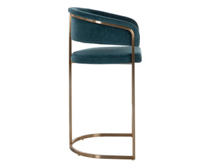 Sunpan Marris Barstool: Modern Elegance Meets Timeless Design in Luxurious Faux Leather and Steel Finish Gold / Danny Teal