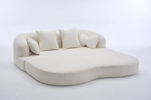 English Elm 2-in-1 Foldable Chenille Sleeper Sofa Compact Convertible Loveseat for Modern Living W2231P392100