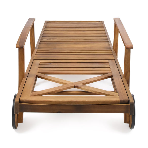 English Elm Christopher Knight Home® - PERLA Teak Acacia Chaise Lounge with Wheels – Outdoor Patio Wood Recliner, Mix‑and‑Match Cushions, Single/Set Options 61724.00WTC