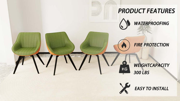 English Elm A set of 4 dining chairs featuring ergonomic PU upholstery, sturdy black metal legs and modern flair Green W2189S00745