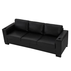 English Elm 93.7" Modern Living Room Sofa with Cup Holder & Hidden Storage, Upholstered Polyester, Durable Frame Black W1097S00201