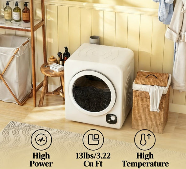 English Elm Compact Electric Clothes Dryer 1300w Stainless Drum Portable Apartment Laundry T3971P430789