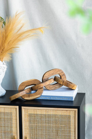 English Elm S/2 Teak Chain Decor Statues Set — 100% Teak Root Sculptures for Living Room, Hallway Accent, 24x14x14 W2078P360889