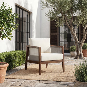 English Elm Outdoor Acacia Wood Club Chairs Set of 2 with Rope Back and Weather Resistant Cushions Beige,Dark Brown N768P408130D_2