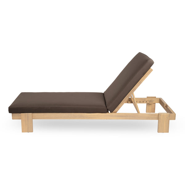 English Elm Christopher Knight Home® - Outdoor Acacia Wood Chaise Lounge with Adjustable Backrest, Water-Resistant Cushions, Durable Hardwood Frame Coffee,Teak N772P262628C