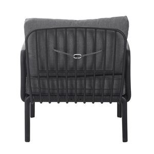 English Elm Christopher Knight Home® - ( SET OF 2 ) Outdoor Patio Club Chair with Waterproof Thick Cushions, Deep Seating, Modern Classic Style Black+ Gray N780P199454B-2