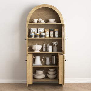 English Elm Natural Wood Grain Mdf Dome Cabinet with Led Lighting for Snack and Beverage Storage W3226P279091