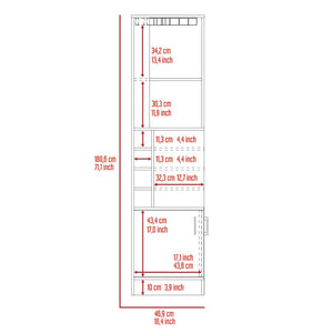 English Elm Seattle Tall Bar Cabinet with Eight Bottle Cubbies Open Shelving and Enclosed Storage B128P322509
