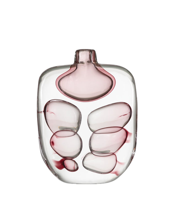 Currey & Company Vicolino Medium Vase - Handcrafted Clear & Purple Glass With Organic Bubbles For Stunning Decor Pink Glass 1200-1016-currey-company