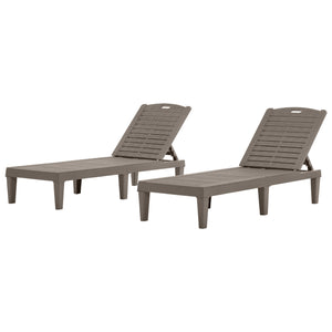 English Elm 2-Piece Outdoor Chaise Lounges with 5-Position Adjustable Backrest, UV-Proof Resin, Lightweight & Durable Light Brown N719P293384D