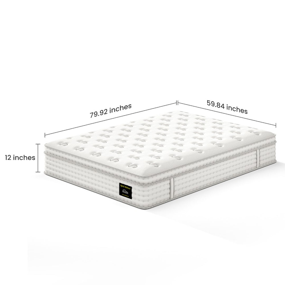 English Elm 12'' Hybrid Queen Mattress Memory Foam Pocket Coils Fiberglass Free Spinal Support B2716P383554