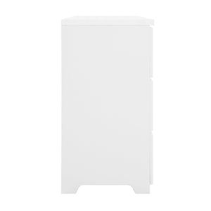 English Elm 6 Drawer Storage Cabinet White — Stylish 6-Drawer Dresser wavy fronts, spacious organizer for bedroom, hallway, entryway, living room W409P270435