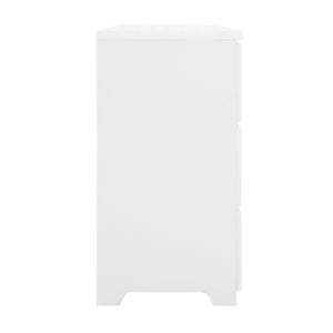 English Elm Modern Six Drawer Dresser with Wave Panel Fronts Handleless Design for Bedroom White W409P371358