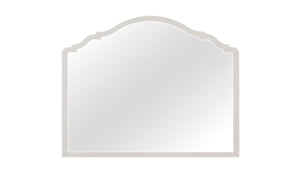 English Elm Shaped Arched Mirror in Cement Finish, White Solid Wood Frame with Durable Mindi Veneer Accent Decor B2699P395259