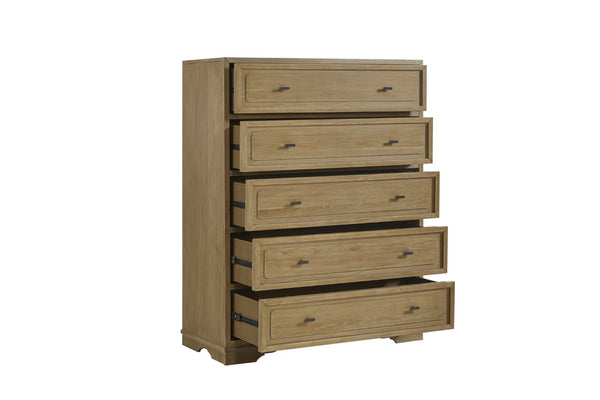 English Elm Hickory Veneer Five Drawer Chest with Cedar and Felt Lined Storage for Bedroom B2699P440924