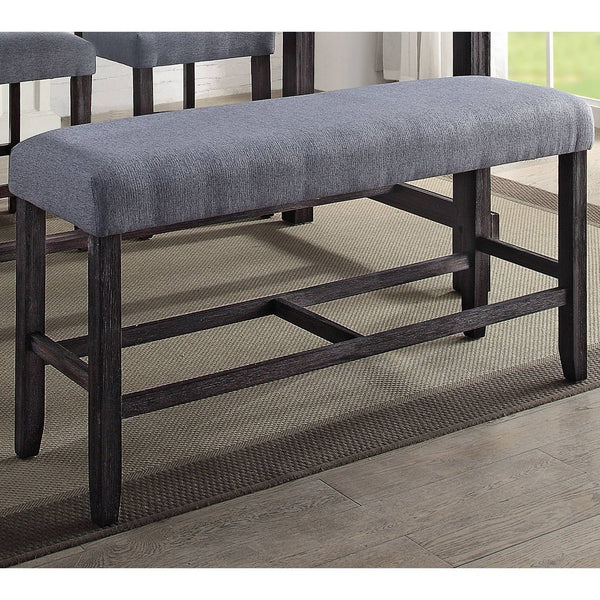 English Elm Grey Counter Height Bench with Weathered Espresso Frame, Textured Upholstery & Foam Seat Comfort B062P189114