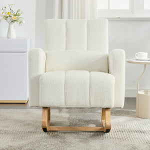 English Elm Christopher Knight Home® - Accent Rocking Chair In Cream White Teddy Velvet - Luxurious Comfort, Ergonomic Support & Style! N765P263906W