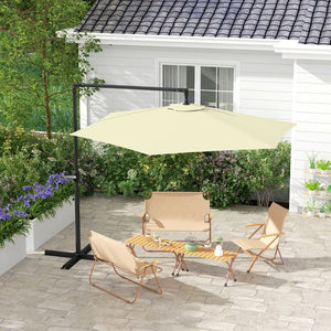 English Elm Outsunny 9.5Ft Cantilever Patio Umbrella With Crank - Stylish, Durable & Versatile Outdoor Shade Solution W2225P174158-GIGA