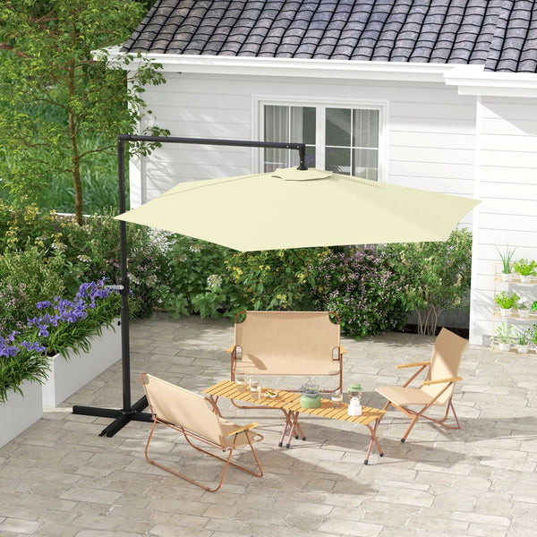 English Elm Outsunny 9.5Ft Cantilever Patio Umbrella With Crank - Stylish, Durable & Versatile Outdoor Shade Solution W2225P174158-GIGA
