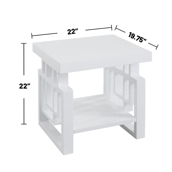 English Elm Rectangular Farmhouse Coffee Table with Rustic Engineered Wood Finish, Sturdy Center Brace and Warm Tone Glossy White B016P370648