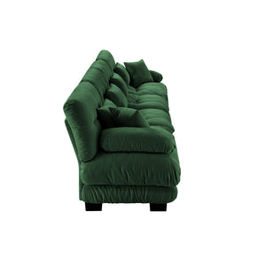 English Elm 4-Seater Plush Chenille Sectional Sofa with Deep Cloud Seats, Modular Design & Bolster Arms for Comfort and Style Green W714S01094