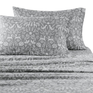 English Elm 4 Pieces Cal King 100% Cotton Flannel Sheet Set - Cozy Sage Winter Fauna Design For Ultimate Comfort B035P381340