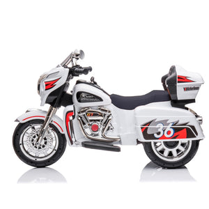 English Elm 12v Kids Electric Ride on Motorcycle with Led Lights Bluetooth Music and Storage Trunk White W1760P237293