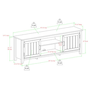 English Elm Modern Farmhouse Tv Stand with Grooved Doors and Rustic Hinges Fits 85 Inch Screens B185P169353