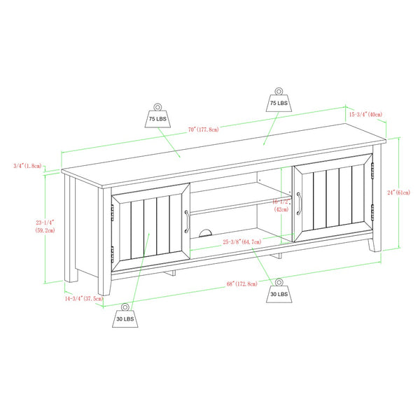 English Elm Modern Farmhouse Tv Stand with Grooved Doors and Rustic Hinges Fits 85 Inch Screens B185P169353
