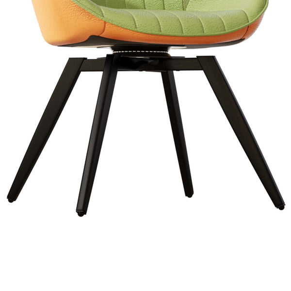 English Elm A Set of 4 Mid-century Pu Leather Dining Chairs with Powder-coated Black Metal Legs W2189S00832