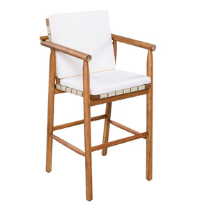 English Elm 6 Piece Acacia Wood Outdoor Bar Set with Cushioned Stools for Patio Poolside Dining N704G201254A