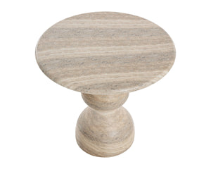 Sunpan RAUL Bistro Table - Sculptural Pedestal Design with Travertine Look for Modern Dining & Lounge Spaces 112599
