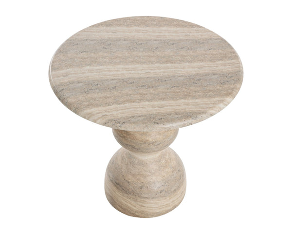 Sunpan RAUL Bistro Table - Sculptural Pedestal Design with Travertine Look for Modern Dining & Lounge Spaces 112599
