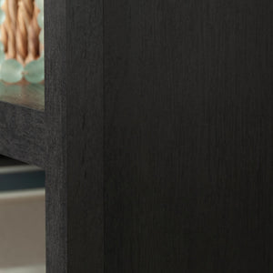 English Elm Bookcase With Doors – Elegant Black Finish, Versatile Storage Solution With Open Shelves & Enclosed Space B356P402625