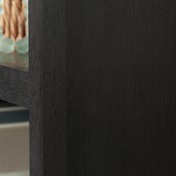 English Elm Bookcase With Doors – Elegant Black Finish, Versatile Storage Solution With Open Shelves & Enclosed Space B356P402625